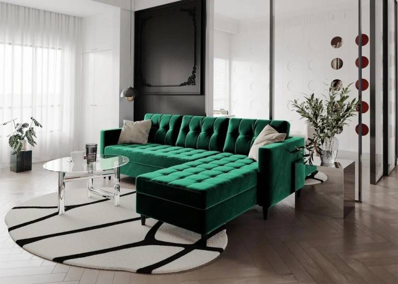 DB-Möbel Ecksofa "ADRIAN" - moderne Schlafcouch mit Hocker. von DB-Möbel