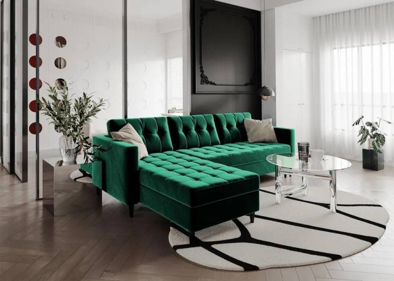 DB-Möbel Ecksofa "ADRIAN" - moderne Schlafcouch mit Hocker. von DB-Möbel