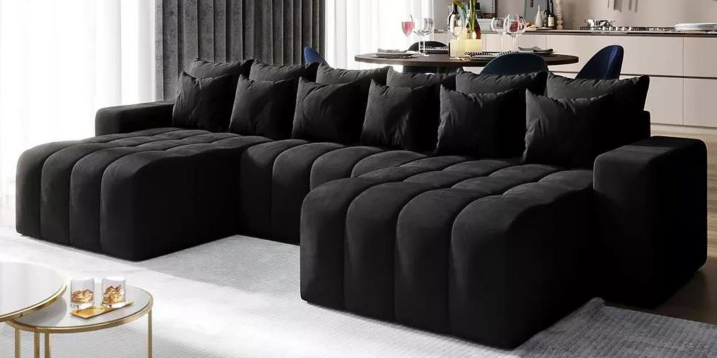 DB-Möbel Ecksofa Ecksofa Baltica schwarz mit Schlaffunktion, Bettkasten, 370 cm breit von DB-Möbel