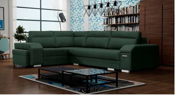 DB-Möbel Ecksofa Ecosofa Millo mit Hocker und Minibar, mit Schlaffunktion. von DB-Möbel