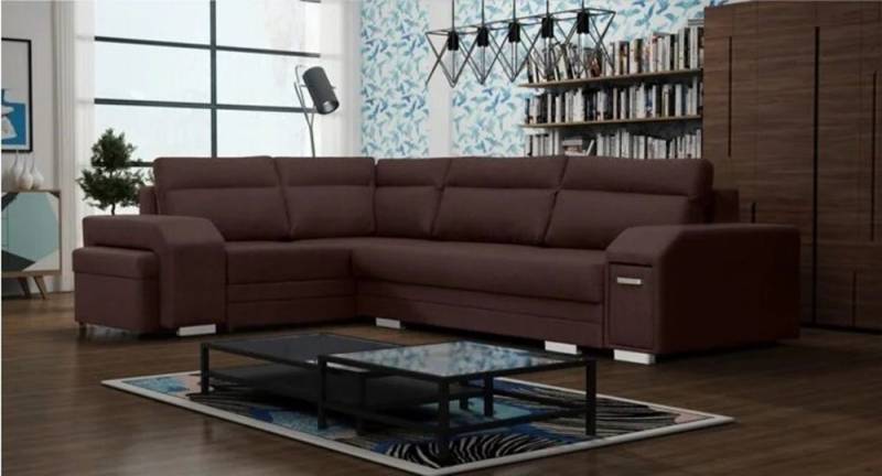DB-Möbel Ecksofa Ecosofa Millo mit Hocker und Minibar, mit Schlaffunktion. von DB-Möbel