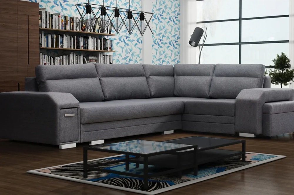 DB-Möbel Ecksofa Ecosofa Millo mit Hocker und Minibar, mit Schlaffunktion, in Grau von DB-Möbel