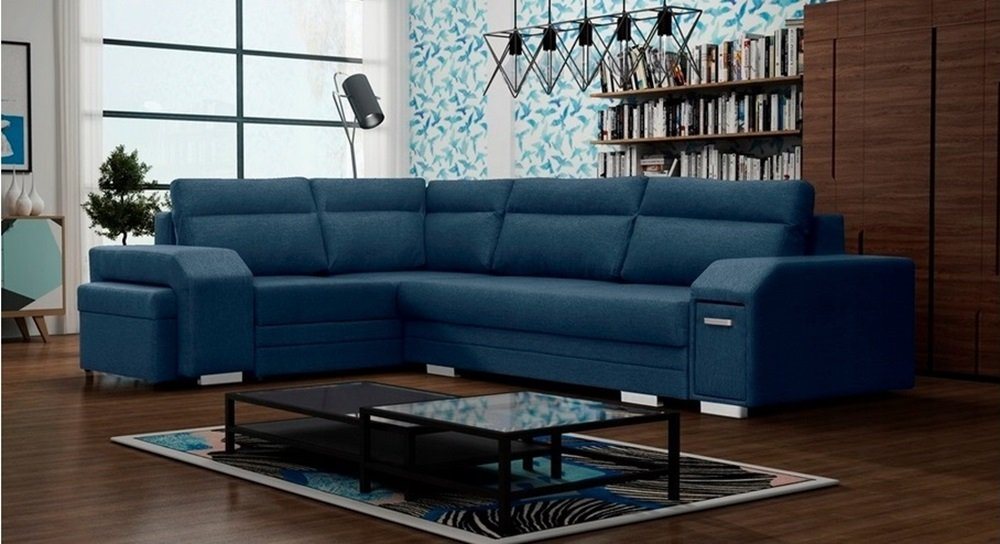 DB-Möbel Ecksofa Ecosofa Millo mit Hocker und Minibar, mit Schlaffunktion, in Grau von DB-Möbel