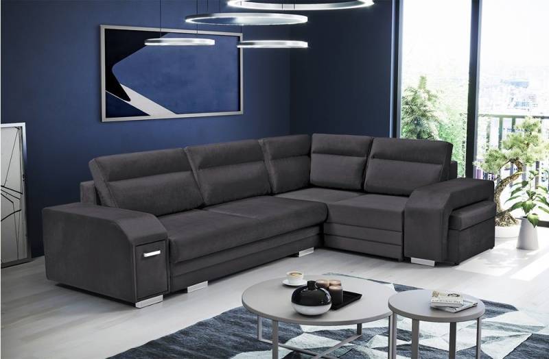 DB-Möbel Ecksofa Ecosofa Millo mit Hocker und Minibar, mit Schlaffunktion. von DB-Möbel