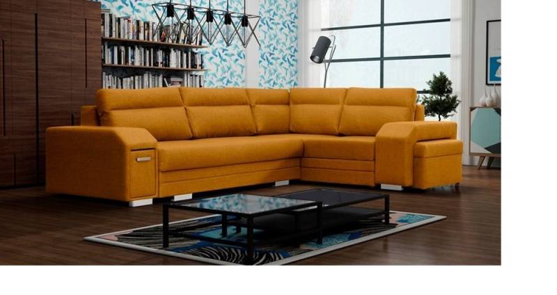 DB-Möbel Ecksofa Ecosofa Millo mit Hocker und Minibar, mit Schlaffunktion. von DB-Möbel
