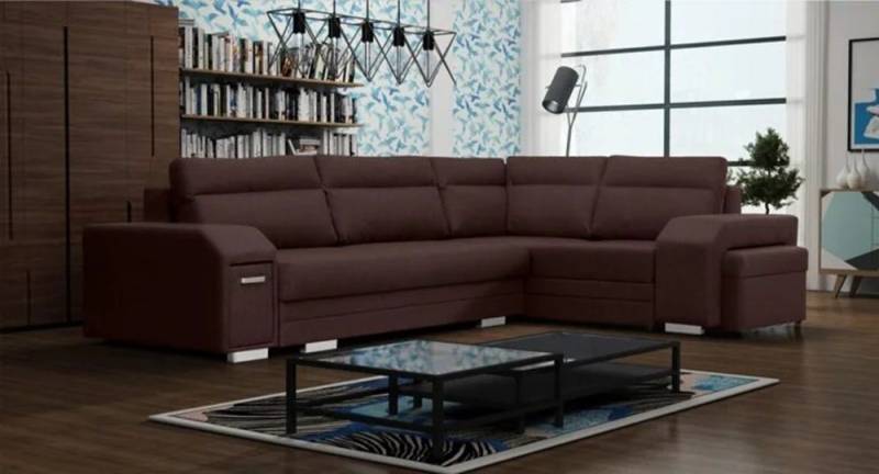 DB-Möbel Ecksofa Ecosofa Millo mit Hocker und Minibar, mit Schlaffunktion. von DB-Möbel