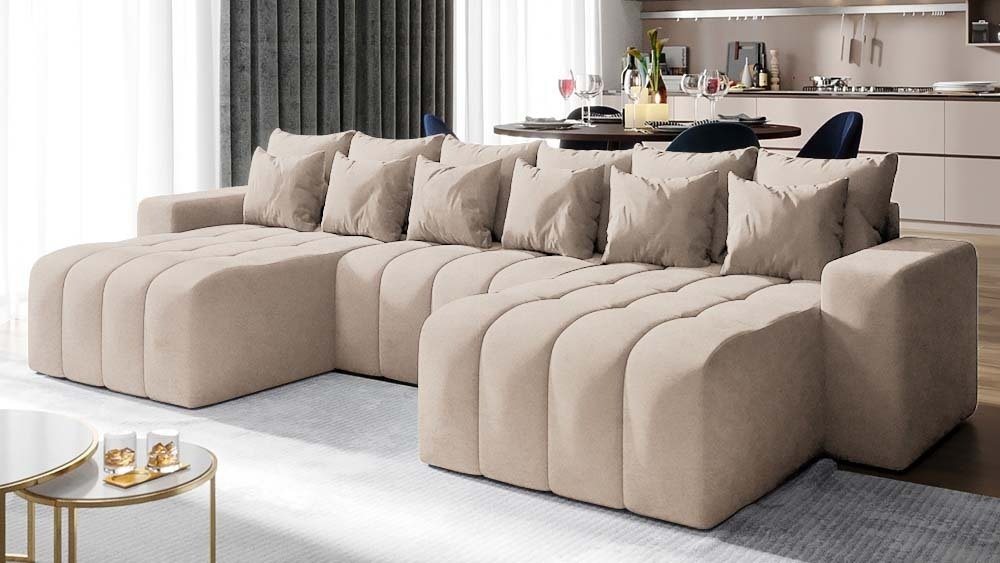 DB-Möbel Ecksofa Indus" Beige mit Schlaffunktion, Bettkasten, in U-Form" von DB-Möbel