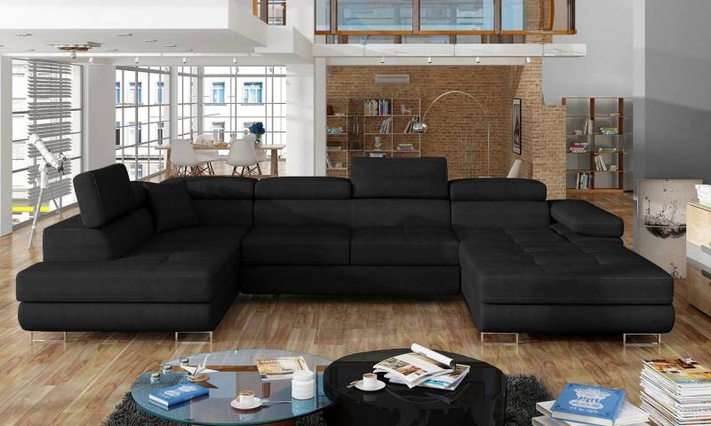 DB-Möbel Ecksofa "PERFECT" U-Form Samt mit Schlaffunktion und Bettkasten. von DB-Möbel