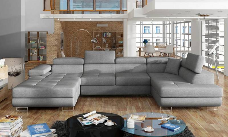 DB-Möbel Ecksofa "PERFECT" U-Form Samt mit Schlaffunktion und Bettkasten. von DB-Möbel