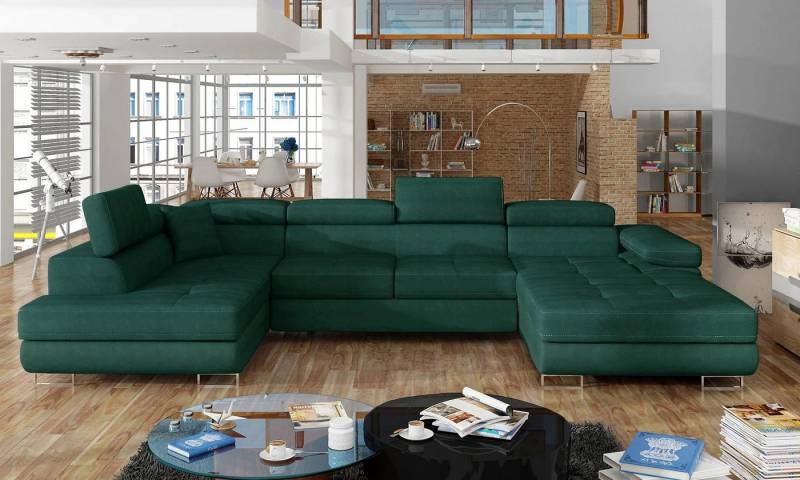 DB-Möbel Ecksofa "PERFECT" U-Form Samt mit Schlaffunktion und Bettkasten. von DB-Möbel