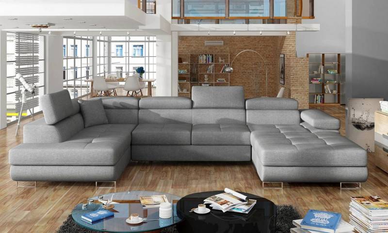 DB-Möbel Ecksofa "PERFECT" U-Form Samt mit Schlaffunktion und Bettkasten. von DB-Möbel