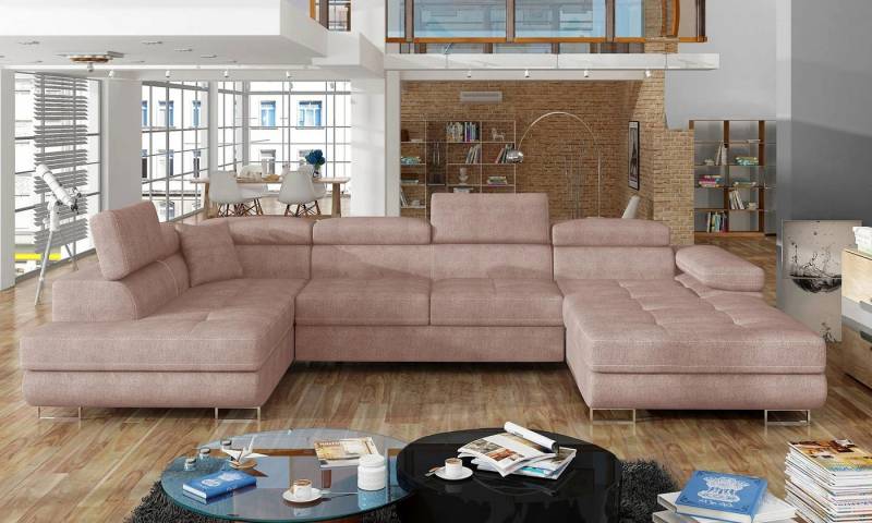 DB-Möbel Ecksofa "PERFECT" U-Form Samt mit Schlaffunktion und Bettkasten. von DB-Möbel