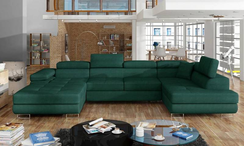 DB-Möbel Ecksofa "PERFECT" U-Form Samt mit Schlaffunktion und Bettkasten. von DB-Möbel