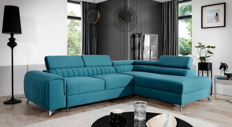 DB-Möbel Ecksofa "ROBENN" mit Schlaffunktion,Bettkasten. Polsterung Velvet von DB-Möbel