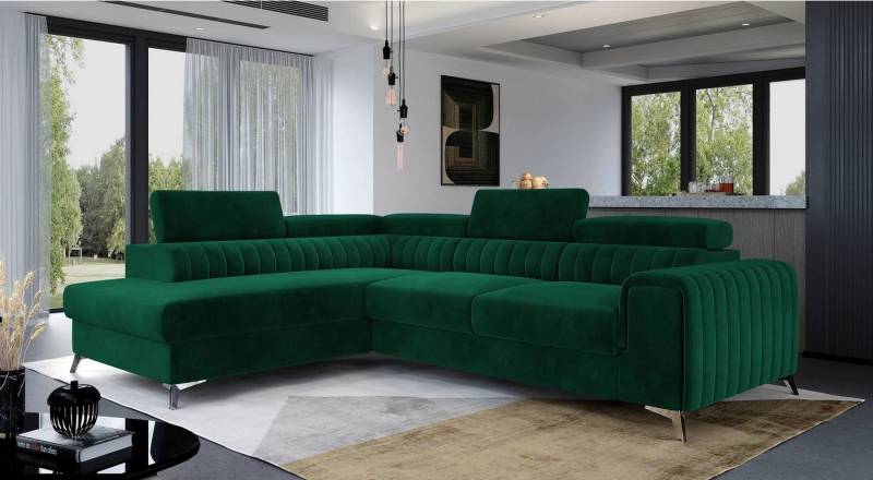 DB-Möbel Ecksofa "ROBENN" mit Schlaffunktion,Bettkasten. Polsterung Velvet von DB-Möbel