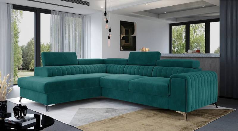 DB-Möbel Ecksofa "ROBENN" mit Schlaffunktion,Bettkasten. Polsterung Velvet von DB-Möbel