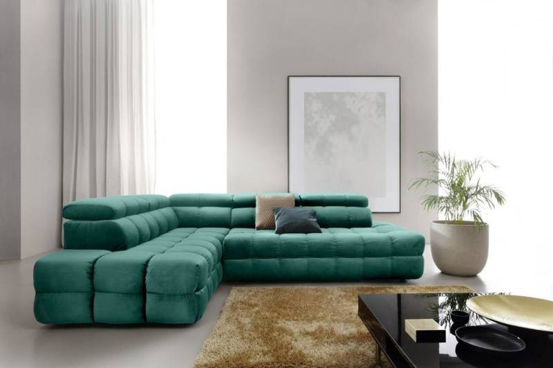 DB-Möbel Ecksofa Schlafcouch Ecksofa mit Schlaffunktion "LENNORO" Grün von DB-Möbel