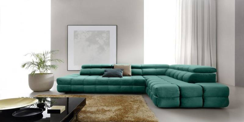 DB-Möbel Ecksofa Schlafcouch Ecksofa mit Schlaffunktion "LENNORO" Grün von DB-Möbel