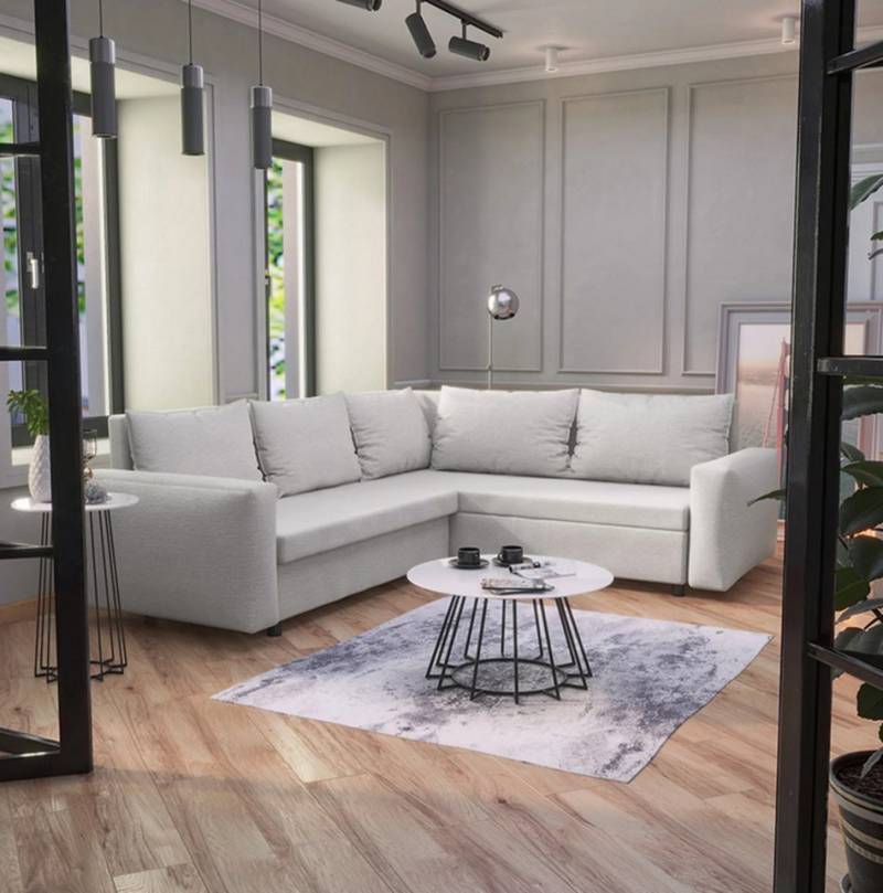 DB-Möbel Ecksofa Valentino - Schlafcouch in L-Form, Veloursbezug wasserbeständig von DB-Möbel