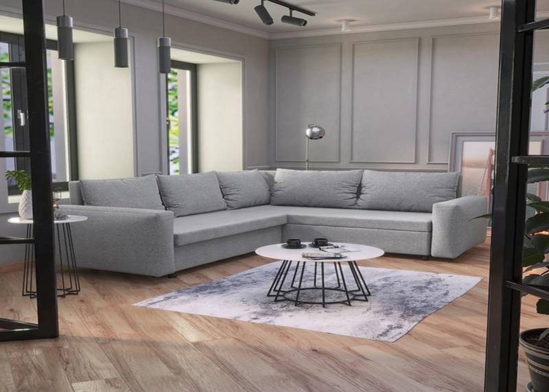 DB-Möbel Ecksofa Valentino - Schlafcouch in L-Form, Veloursbezug wasserbeständig von DB-Möbel