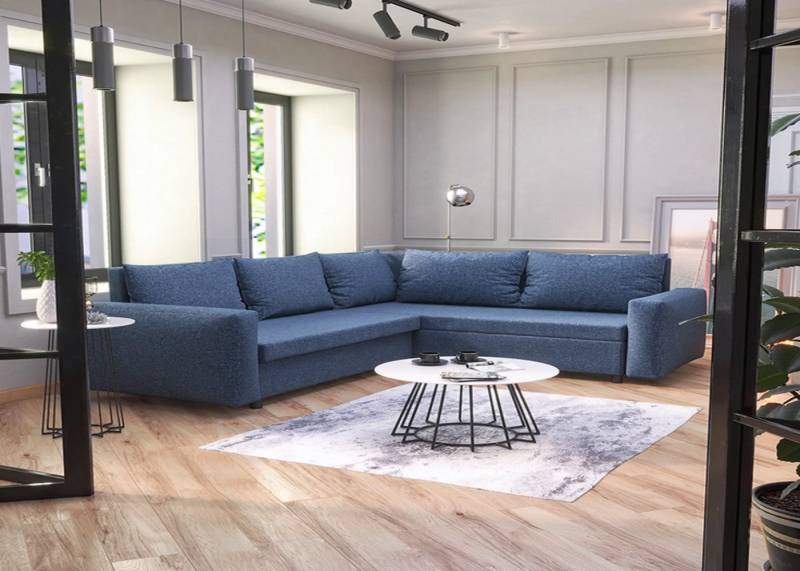 DB-Möbel Ecksofa Valentino - Schlafcouch in L-Form, Veloursbezug wasserbeständig von DB-Möbel
