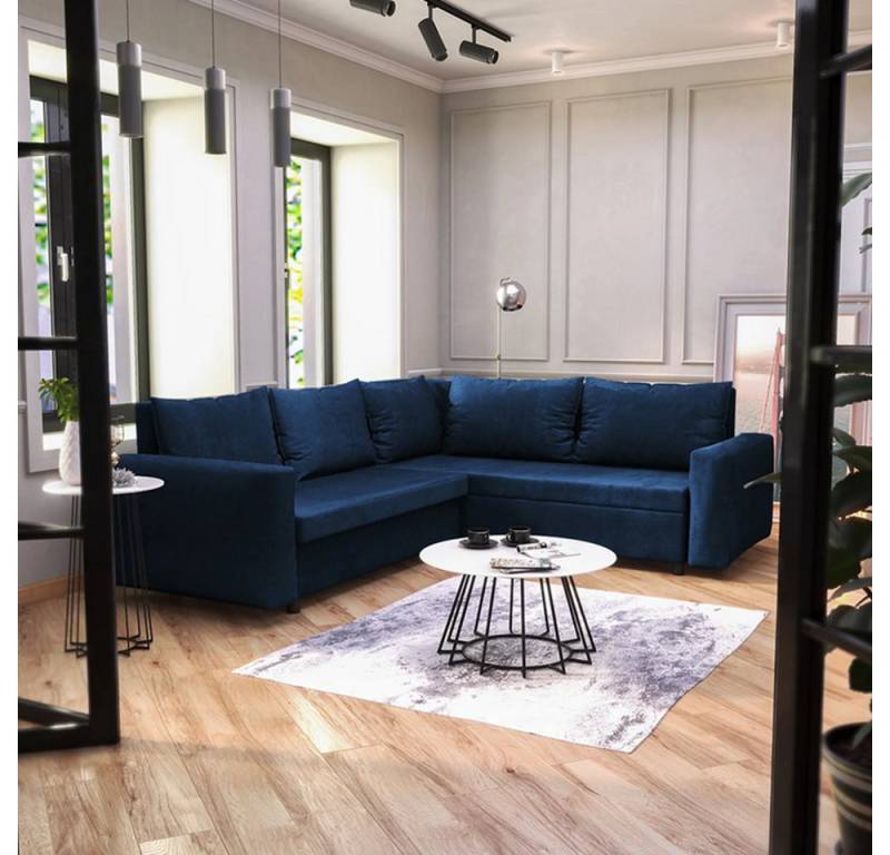 DB-Möbel Ecksofa Valentino - Schlafcouch in L-Form, Veloursbezug wasserbeständig von DB-Möbel