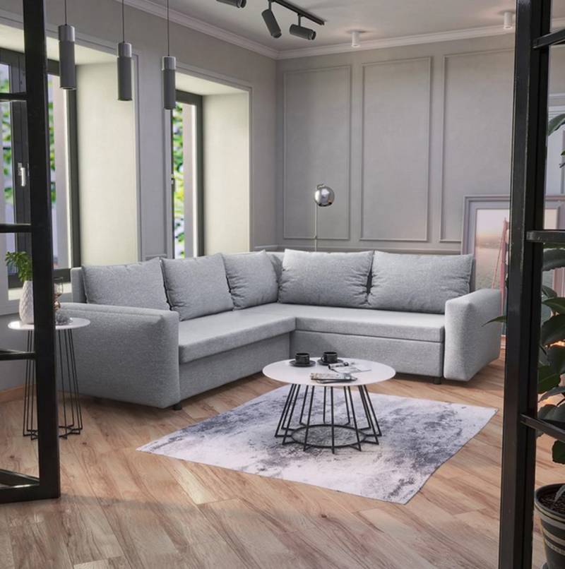 DB-Möbel Ecksofa Valentino - Schlafcouch in L-Form, Veloursbezug wasserbeständig von DB-Möbel