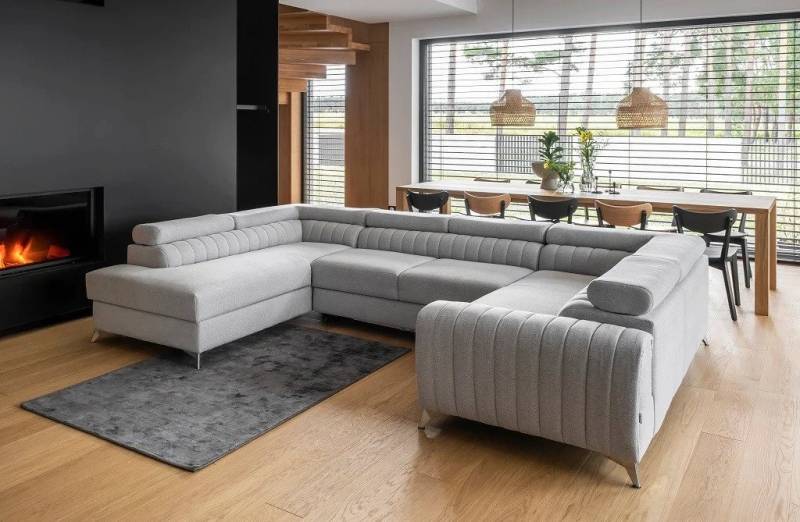 DB-Möbel Ecksofa mit Schlaffunktion U-Form "Luiss" - Sofa vom Hersteller von DB-Möbel