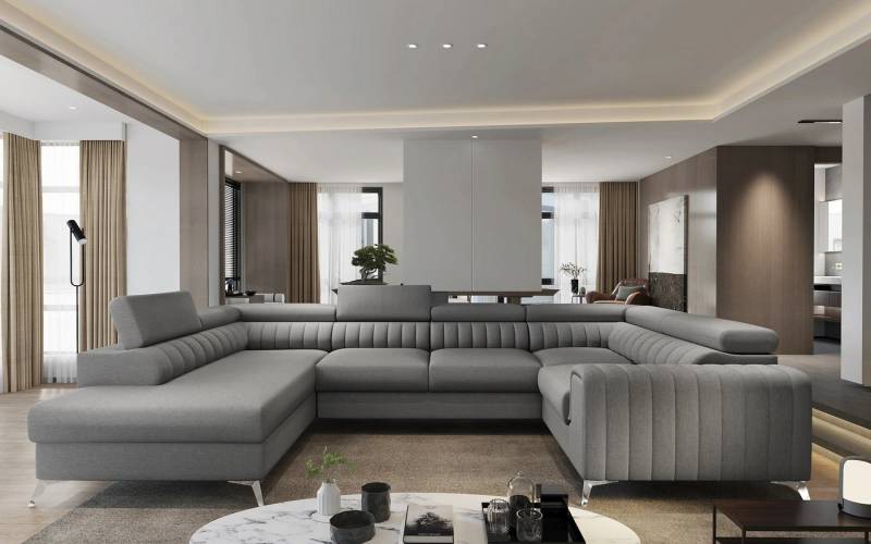 DB-Möbel Ecksofa mit Schlaffunktion U-Form "Luiss" - Sofa vom Hersteller von DB-Möbel
