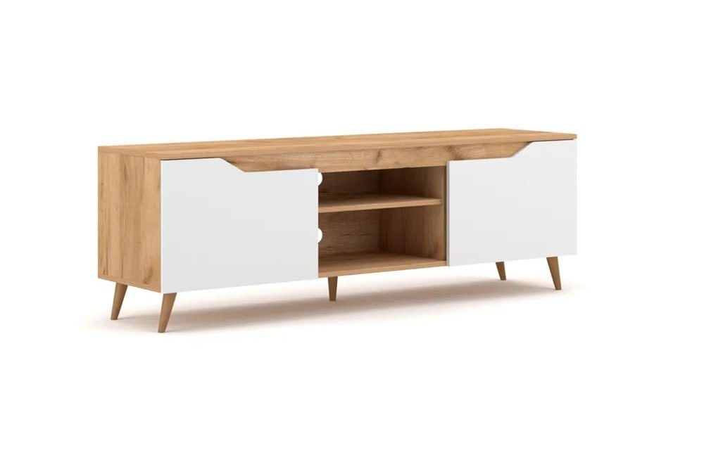 DB-Möbel Lowboard Duo-White in matt Eiche und Weiß TV-Schrank 157cm von DB-Möbel