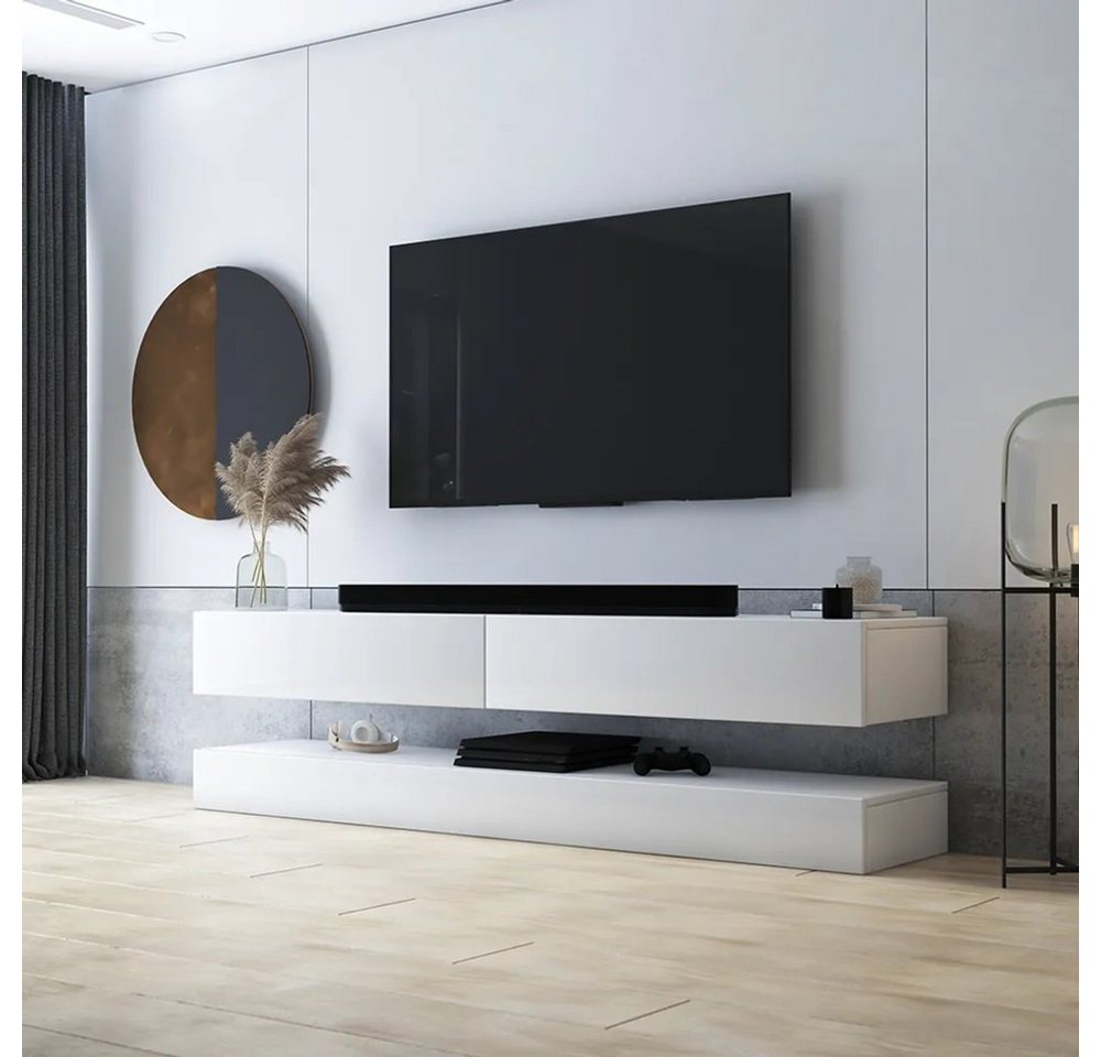 DB-Möbel Lowboard Lowboard MONACO" TV-Unterschrank 140 cm Hochglanz Grifflos schwarz" von DB-Möbel