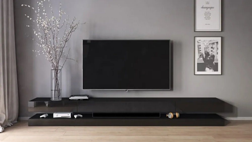 DB-Möbel Lowboard MONACO" TV-Unterschrank 280 cm Hochglanz Grifflos schwarz" von DB-Möbel