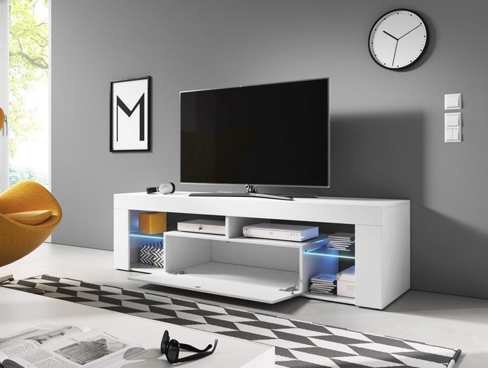 DB-Möbel TV-Board TV-Lowboard Entoto in glanz Weiß und Grau von DB-Möbel
