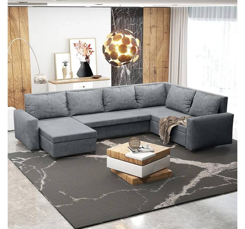 DB-Möbel Wohnlandschaft "FOXY"-Schlafsofa und Bettkasten in U-Form mit wasserabweisendem von DB-Möbel