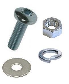 Schrauben und Muttern (4er-Packung), M4 x 20 mm, A2-Edelstahl-Pozi-Flachkopf-Schraube/Bolzen (Vollgewinde), M4 Vollmutter, Federscheibe und flache Unterlegscheibe - von J&A Racing International