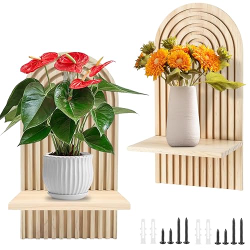 Wandregal Holz Boho Wanddeko, 2 Stück Boho Holz Regenbogen Wandregale, HöLzerne Wanddekoration mit Schrauben, Schweberegal Wandregal, Kleine Wand Pflanzregal, für Wohnzimmer, Schlafzimmer (Holzfarbe) Wandregal Holz Boho Wanddeko, 2 Stück Boho Holz Regenbogen Wandregale, HöLzerne Wanddekoration mit Schrauben, Schweberegal Wandregal, Kleine Wand Pflanzregal, für Wohnzimmer, Schlafzimmer (Holzfarbe) von DBAATTZ