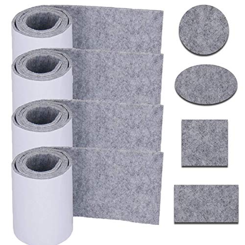 100cm×10cm Lang Filzstreifen, DBAILY 4 Rollen Hochwertiges Selbstklebend Filzstreifen Frei in Jede Form Geschnitten Filzgleiter Hochleistungsfilzrolle für Heimwerken Möbeln von DBAILY