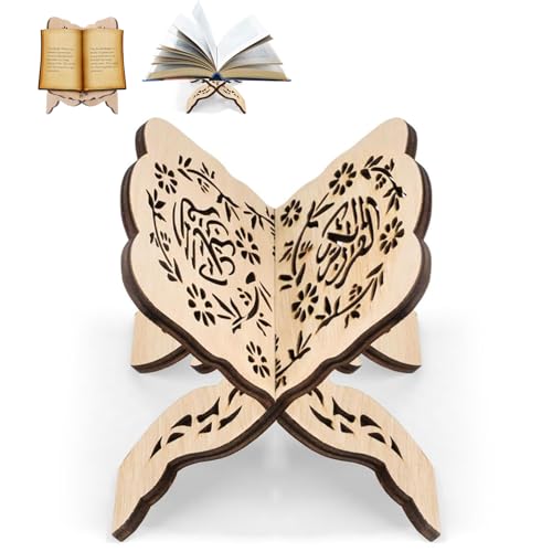 DBAILY Kochbuchhalter Ramadan Koran Buchhalter Qoran Heiliges Buchständer Holz Buchständer Halter Ständer Koran Halter Holz Bücherständer Muslimische Ramadan Tisch Dekoration Eid Al Fitr Deko von DBAILY