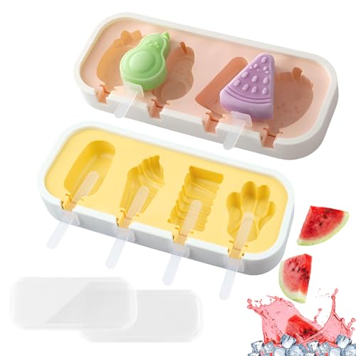 DBALL 2 Stück Eisformen Eis Am Stiel Eisformen Aus Silikon BPA-Frei Mit 12 Stäbchen Und Deckeln Eis Am Stiel Formen Wiederverwendbar Geeignet für Selbstgemachtes Eis von DBALL