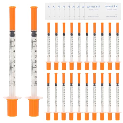 DBALL 26 Sticks Spritze Mit Nadel 1ml Syringe 31Gx8mm Spritze für Die Fütterung Von Tieren Messung von Laborflüssigkeiten Industrielle Präzisionsanwendungen (Nicht-Medizinisch) von DBALL