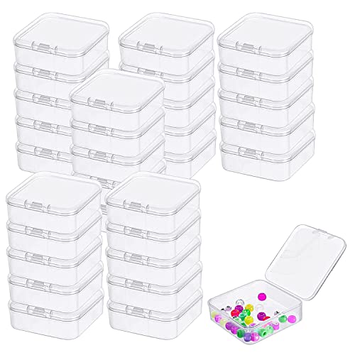 DBALL 30 Stück Plastikbox mit Deckel Klein Aufbewahrungsbox Mini Transparentem Plastikbox Quadrat Ordnungsboxen für Pillen Kleinteile Kleine Perlen und Andere Bastelzubehör (5.5 * 5.5 * 2CM) von DBALL