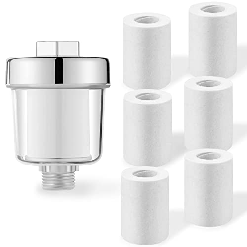 DBALL Wasserfilter Dusche Shower Filter Universeller mit 6 Austauschbaren Filterelementen Inline Kalkfilter Dusche Effektiv Beim Filtern von Wasserverunreinigungen für Badezimmer von DBALL