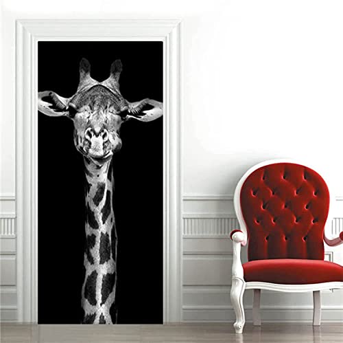 Türtapete Selbstklebend Türposter 3D Bewirken Fototapete Türfolie Poster Tapete Abnehmbar Wandtapete Für Wohnzimmer Küche Schlafzimmer Tierische Schwarze Giraffe - Türaufkleber Fototapete 90X210 Cm von DBALL