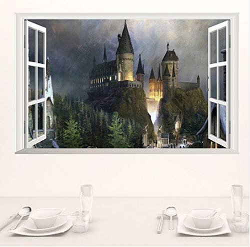 Wandaufkleber 3D-Fenster Harry Potter Poster Dekorative Zauberer World School Wallpapers Für Kinder Schlafzimmer Wandtattoos 50 * 70Cm von DBGFC