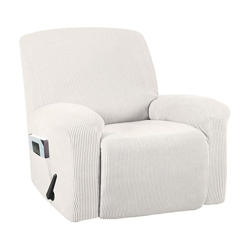 DBHDG Recliner Chair Cover Lazy Boy Recliner Cover with Pockets Stretch Couch Cover Slipcovers Furniture Protector Jacquard Fabric Small Checks (Weiß) von DBHDG