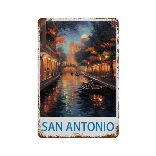 Blechschild, San Antonio Texas, personalisiertes Blechschild, Vintage-Schild für Wand, Outdoor, Innenbereich, Straße, Büro, Zuhause, Bar, Männerhöhle, Dekoration (20 x 30 cm), L8 von DBKGHIEDHG