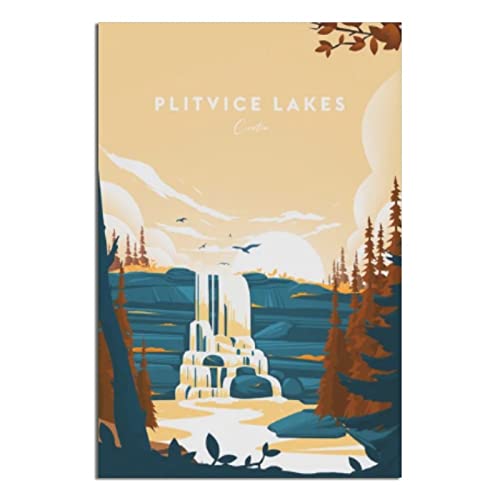 Blechschild Plitvicer Seen Nationalpark Blechschild Vintage rustikale Dekoration Höhle Café Bar Schlafzimmer Zuhause Wanddekoration nostalgisches Blechschild 20 x 30 cm von DBKGHIEDHG