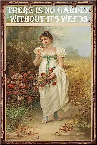 DBKGHIEDHG Wandschild mit inspirierendem Zitat für Frauen – There Is No Garden Without It's Weeds – Vintage-Metall-Blechschild, Poster, Drucke, Dekoration DBKGHIEDHG Wandschild mit inspirierendem Zitat für Frauen – There Is No Garden Without It's Weeds – Vintage-Metall-Blechschild, Poster, Drucke, Dekoration von DBKGHIEDHG