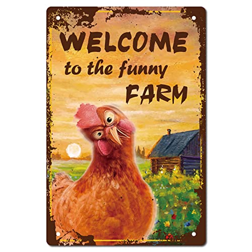 DBKGHIEDHG Welcome to The Funny Farm Schild Huhn Metall-Blechschilder Retro Vintage Wanddekoration Kunst Wandbild zum Aufhängen Eisen Malerei Plakette Poster Bauernhaus Garten Bar Club Tür Hof DBKGHIEDHG Welcome to The Funny Farm Schild Huhn Metall-Blechschilder Retro Vintage Wanddekoration Kunst Wandbild zum Aufhängen Eisen Malerei Plakette Poster Bauernhaus Garten Bar Club Tür Hof von DBKGHIEDHG