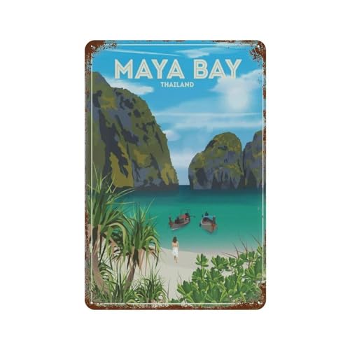 Maya Bay Thailand Skyline, Blechschild, Metallschild, Blechschild, Metallschild (20 x 30 cm) von DBKGHIEDHG